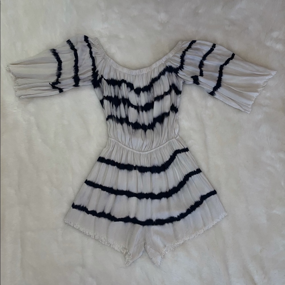 Tie dye off the shoulder romper
